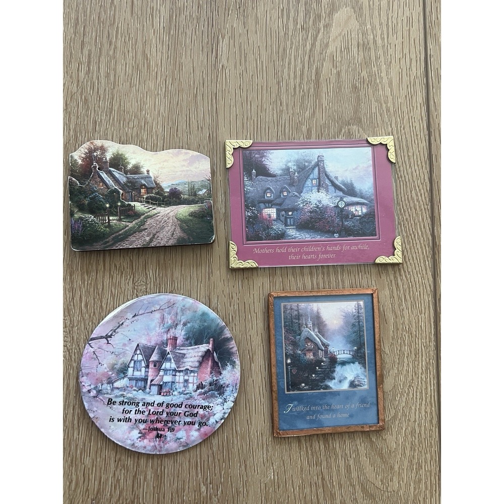 Vintage 1997 Thomas Kinkade Mini Art Fridge Plaques Magnets Lot of 4 Other
